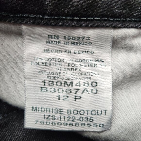 Women's 12P Black Mid Rise Bootcut LEE Riders Curvy Stretch Classic Misses 32x28 - Picture 9 of 10